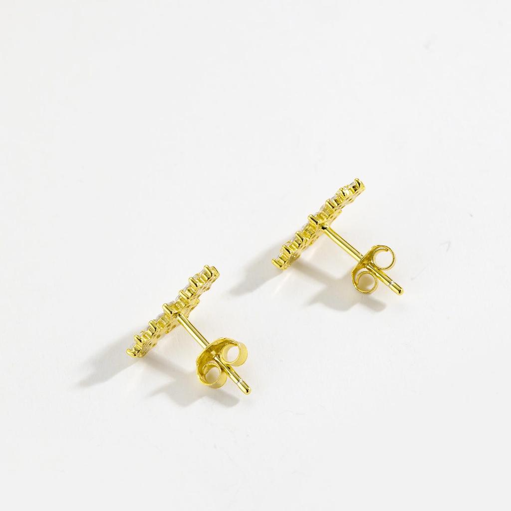 ANDYWEN 925 Sterling Silver Three Flower Stud Earring Luxury Women Fashion Crystal Luxury Jewelry For Wedding