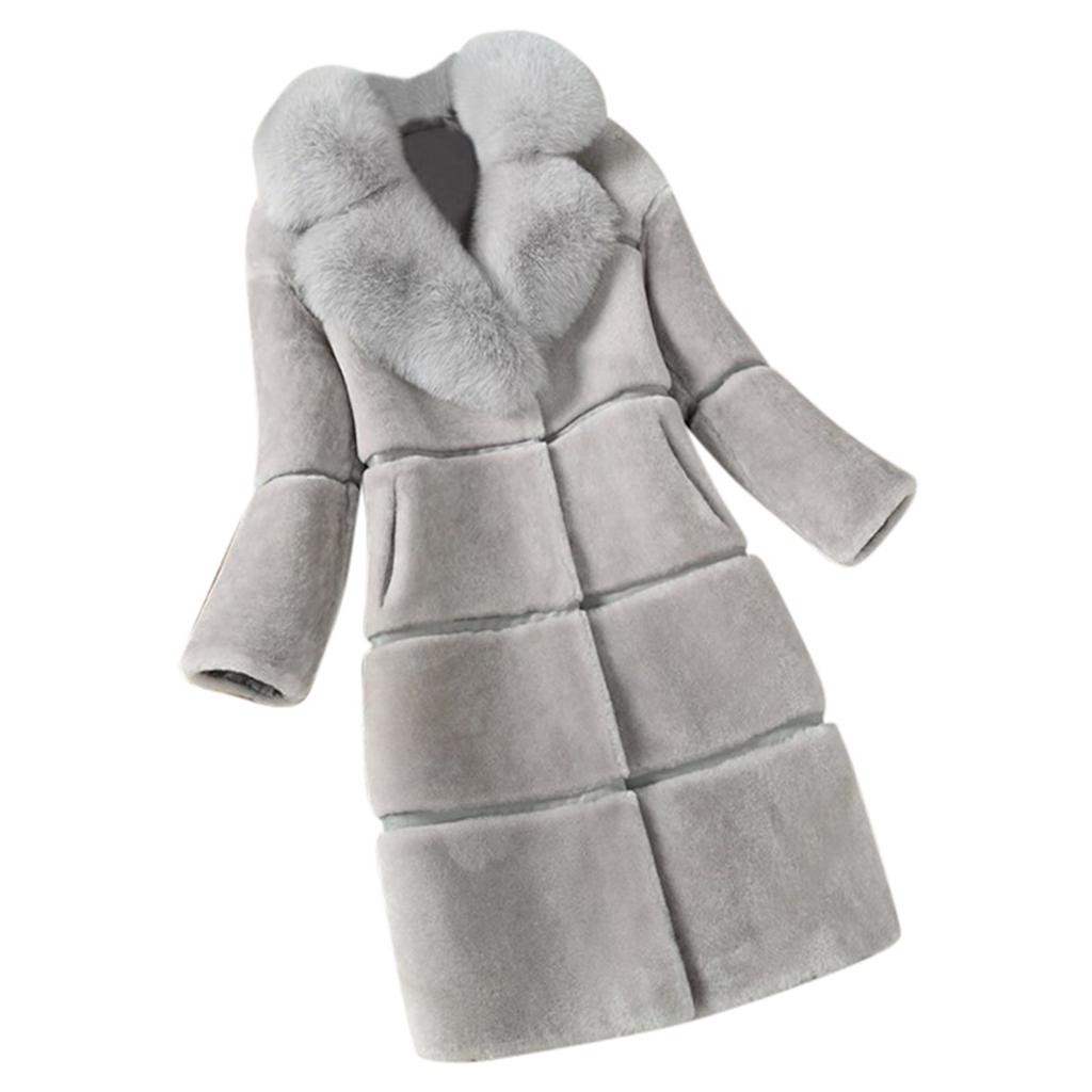 Женское искусственное пальто, элегантная толстая теплая модная верхняя одежда, длинная искусственная куртка