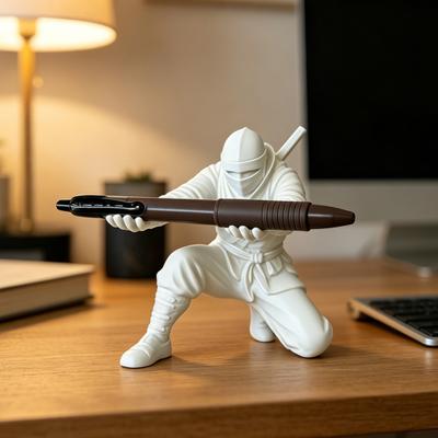 3D-печатный держатель для ручек в виде ниндзя Крутая фигурка ниндзя Подставка для карандашей Декоративный настольный органайзер для фанатов аниме Офисный стол Игровая комната Декор
