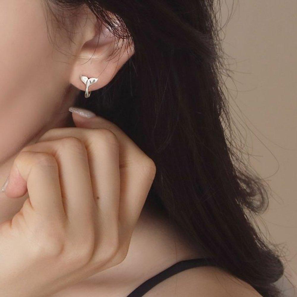 925 Silver Whale Tail Hoop Earrings