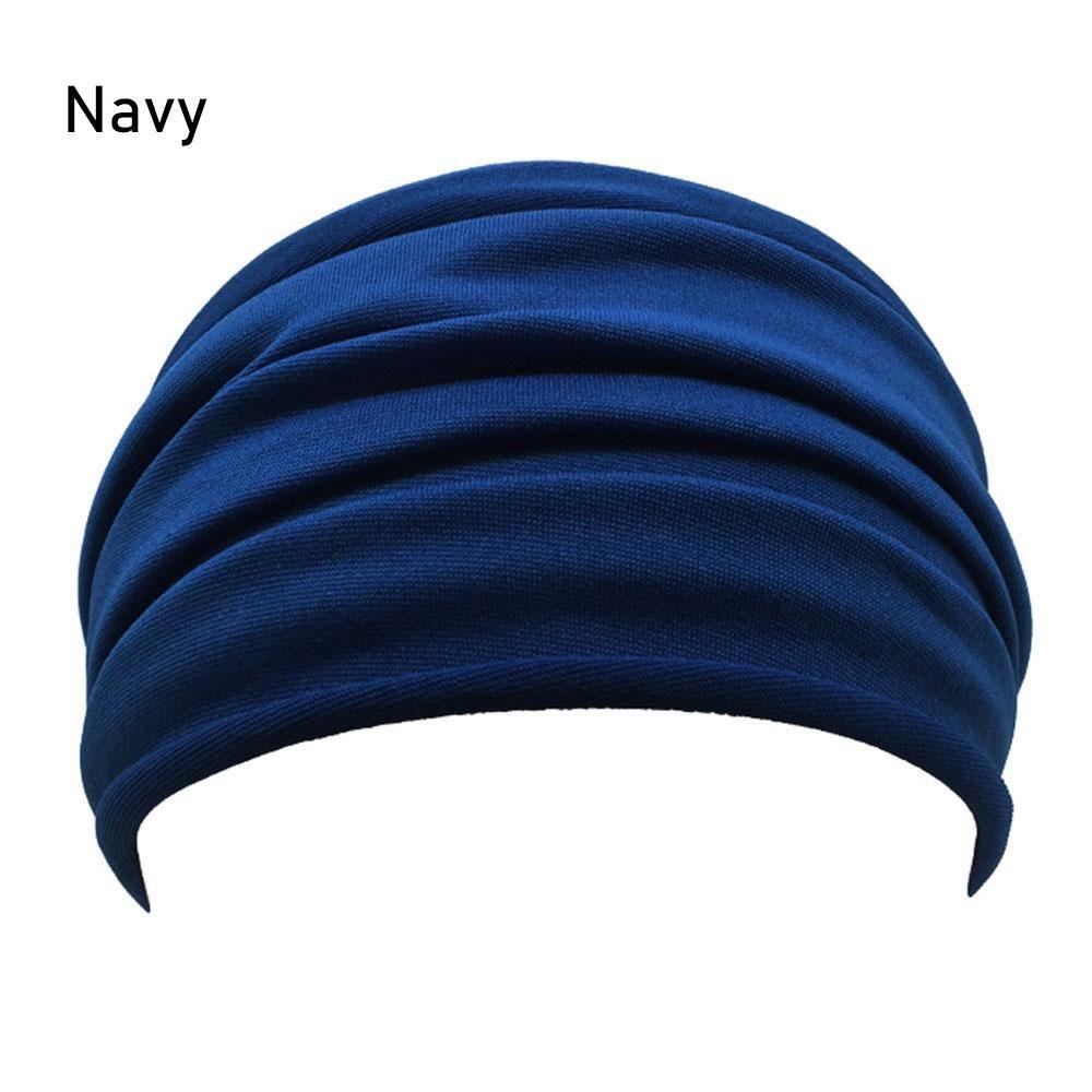Nonslip Elastic Fold Yoga Hairband Stretch Hair Band Turban Running Headwrap Wide Sports Headband