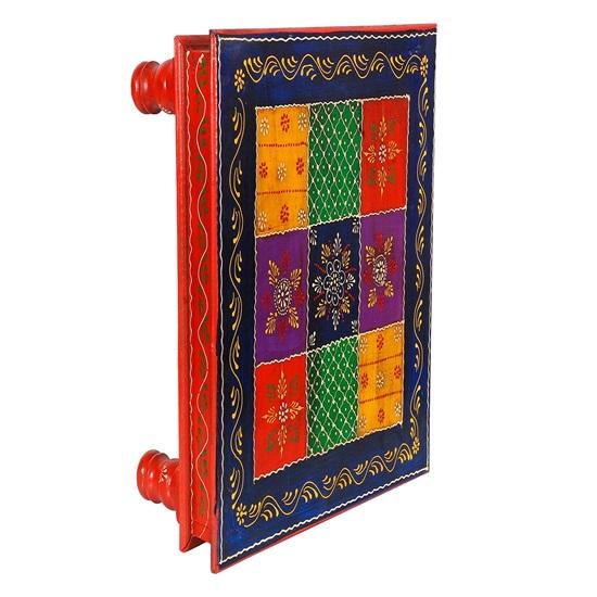 38.1 Cm Decorative Bajot Chowki Hand Pained  Stool Pooja Mandir Stool Bajot Cum Stool
