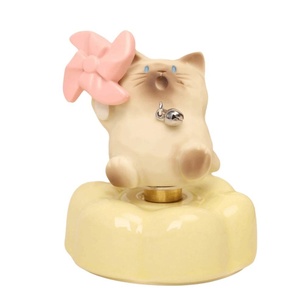 Cartoon Rotatable Car Ornament Resin Cute Cat Statue Desk Display Decor