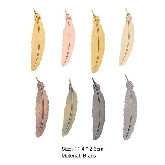 Anti Fade Bookmark Electroplating Brass Exquisite Feather Bookmark Stationery for Daily