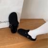 2025 New Round Head Belt Buckle Plush Short Fluff Thick Sole Outer Wear Half Drag Boken Casual Women's Shoes