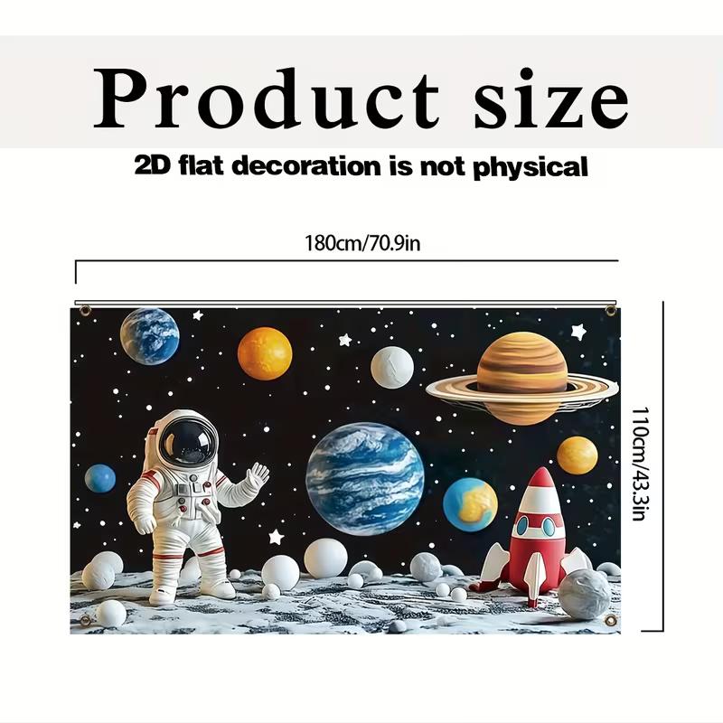 2D Kids Space Astronaut Tapestry, Planets Moon Wall Hanging for Bedroom & Playroom