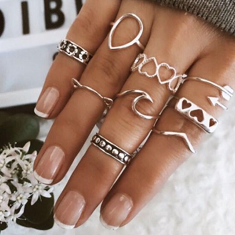 Rings for Women Stainless Steel Jewelry Fidget Ring Set Schmuck Sets Bague Femme Bohemian Bague Couple Accessories Anelli