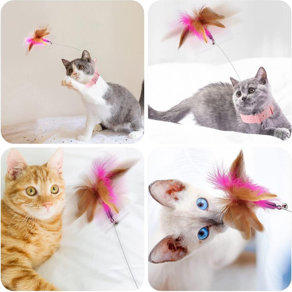 Silicone Cat Collar with Feather Toy and Bell for Interactive Kitten Training