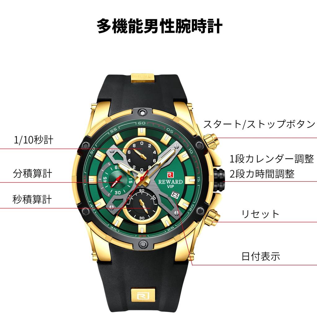 Часы RORIOS Стильные кварцевые часы с хронографом, аналоговым календарем, индикацией даты, водонепроницаемые, популярные для поездок на работу, деловых поездок, спортивных мероприятий, дня рождения