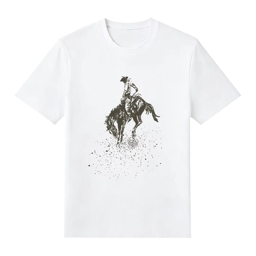 Buckin' Bronco Tee Niall Horan Wearing Vintage Graphic Print T Shirt Unisex Harajuku Cotton Gothic Round T-shirt Hip Hop Streetwear Oversized T-shirt