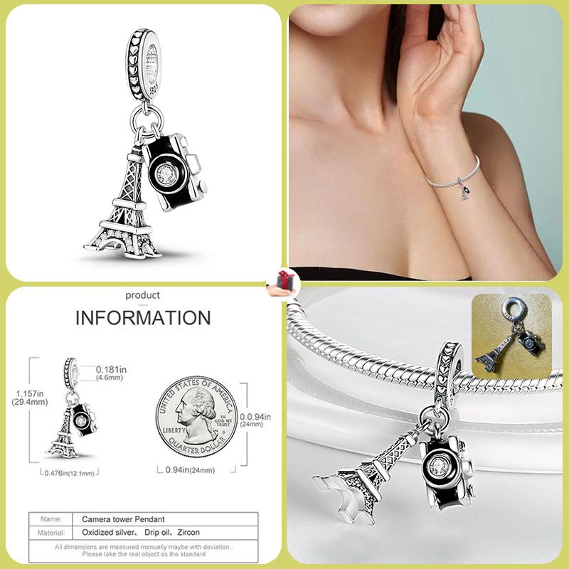925 Silver Globe Airplane Charm Beads For DIY Bracelet Making Ladies Jewelry 3mm Design
