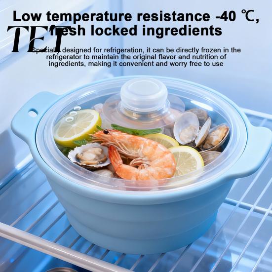 High Temperature Safe Kitchen Tool Foldable Silicone Microwave Steamer, Collapsible Steamer Bowl, Food Preparation Accessory Heat-Resistant Food-Grade