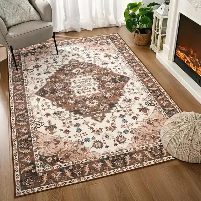 Soft Boho Carpet for Living Room Bedroom Restaurant Persian Rug Large Size Area Vintage Flower for Boys Girls and Adults Mat