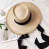 Hongshen Beadh Handmade Raffia Grass Summer Holiday Wide Brim Ribbon Lady Sun Cap Woman Leisure Hat