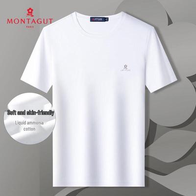 Мужская футболка MONTAGUT из хлопка с жидким аммиаком, устойчивая к сминанию, с круглым вырезом