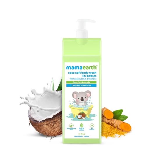 Mamaearth Гель для душа Coco Soft для младенцев с кокосовым молоком и куркумой - 400 мл