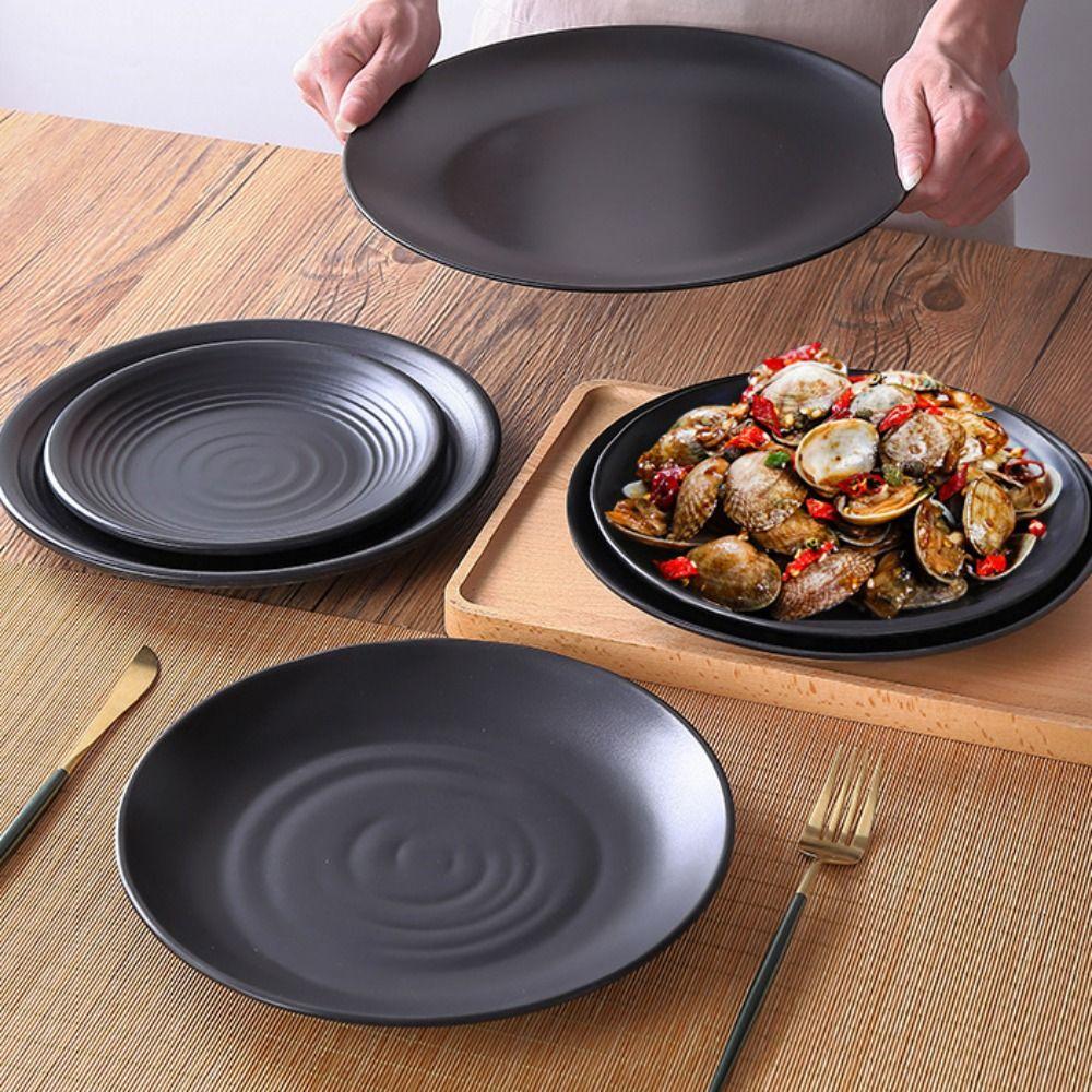 6pcs Japanese Style Meal Dish Imitation Porcelain Salad Plate Round Melamine Plate  Commercial