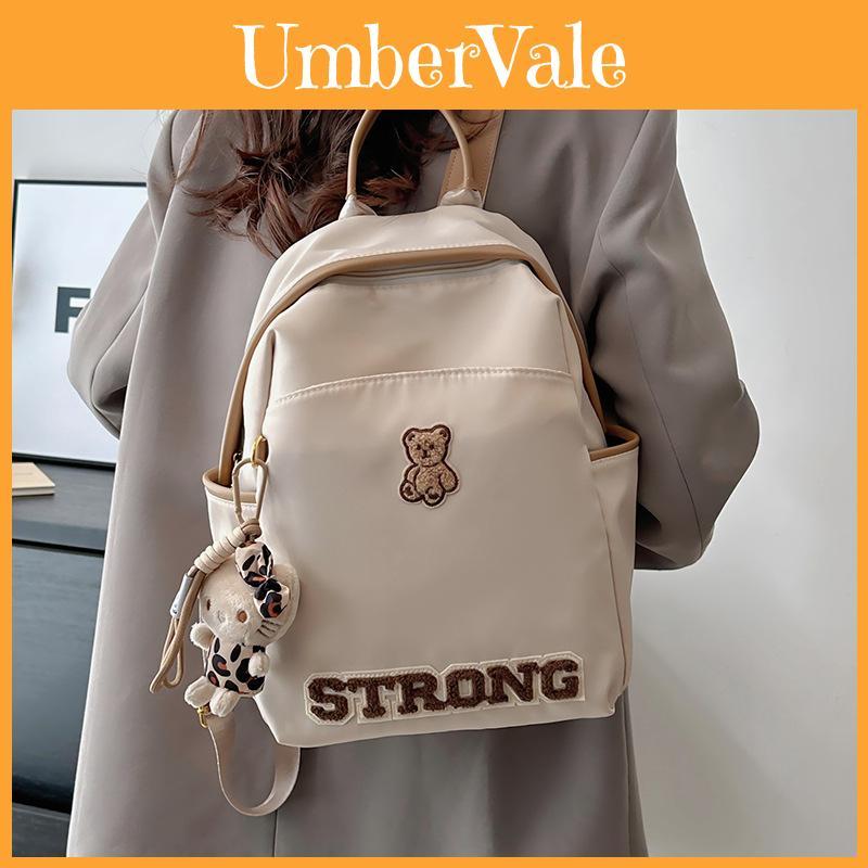 Cartoon Bear Backpack For Women With Nylon Material And Street Style For Daily Use
