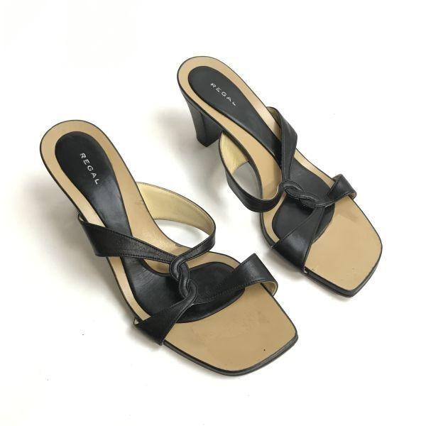 Made In Japan REGAL Mules Sandals 24.0 Black Women High Heels(USED)