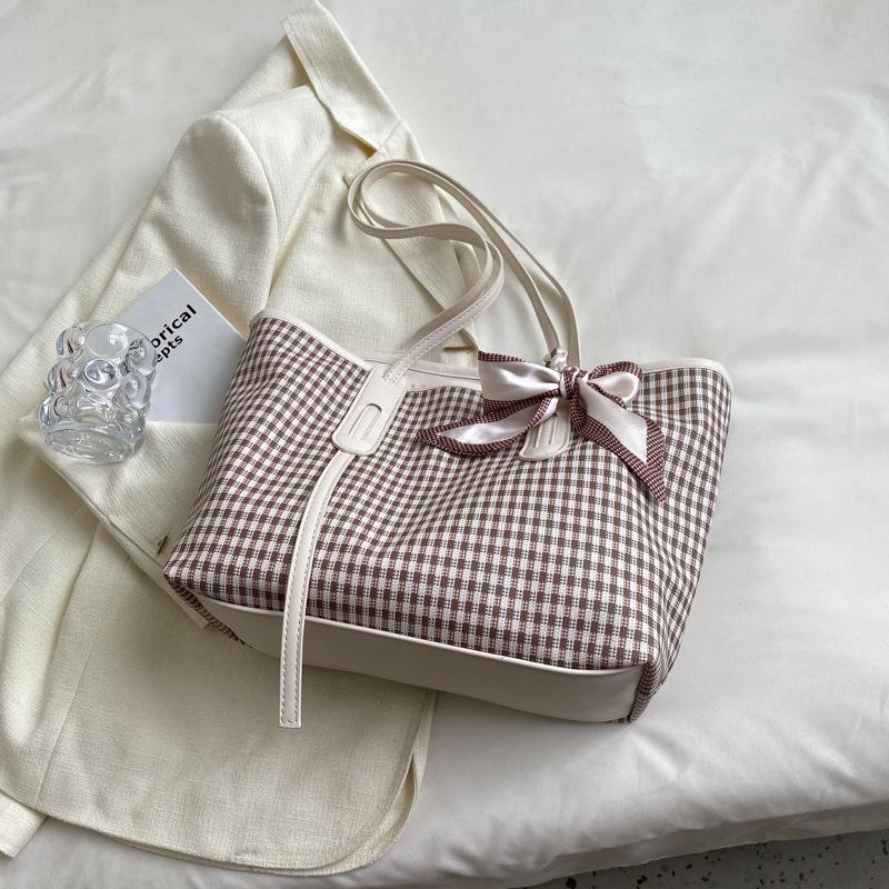 Gird Pattern Tote Shoulder Bags for Women Large Capacity Women's Handbags New Fashion Casual Shopper Female Crossbody Bags