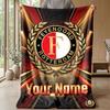 Feyenoord Custom Name Text Flannel Blanket Soccer Logo Personalized Fleece Throw Blanket Special Gift For Sofa Bedroom Home
