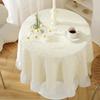 Cotton Blend Falbala Round Tablecloth Printed Machine Washable Farmhouse Table Cover for Patio Table Picnic Dining Room