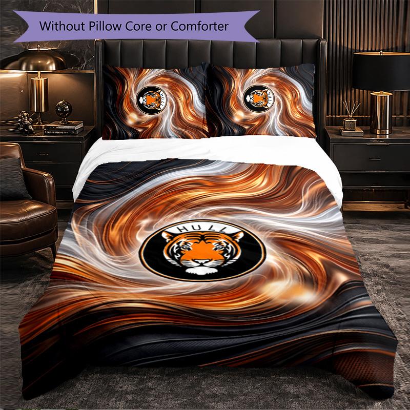 Hull City Football 3 Piece Bedding Set Soft Duvet Cover Set with Pillowcases Printed Bedroom Decor Set for Home