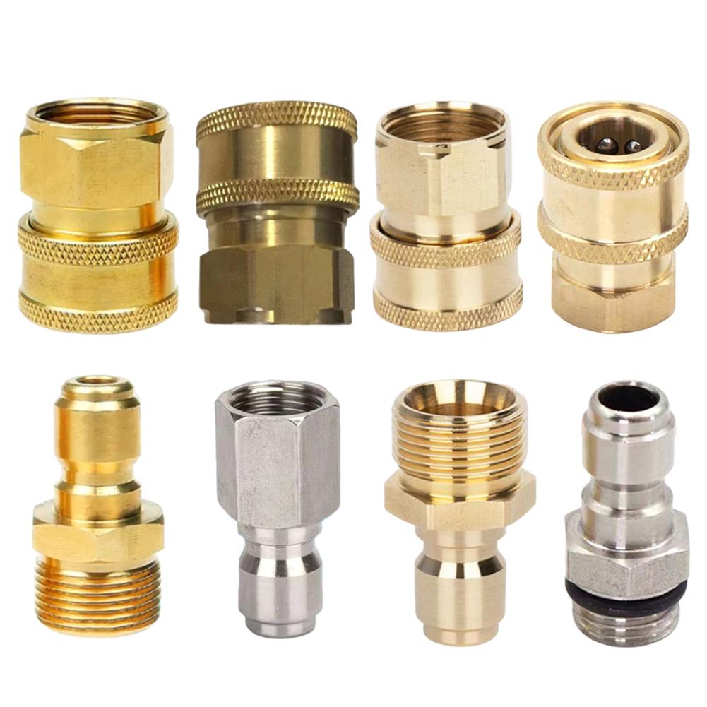 2Pcs 3/8'' or 1/4" Pressure Washer Adapter Kit M22 14mm 12mm Female Male Swivel To Quick Connect Release Set Nozzles