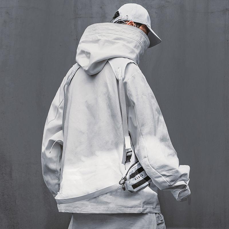 Мужская эмо японская толстовка в стиле Харадзюку, толстовка большого размера, длинный плащ, верхняя одежда в стиле хип-хоп, готическая одежда, уличная одежда, технологичная одежда, пальто, топы, одежда