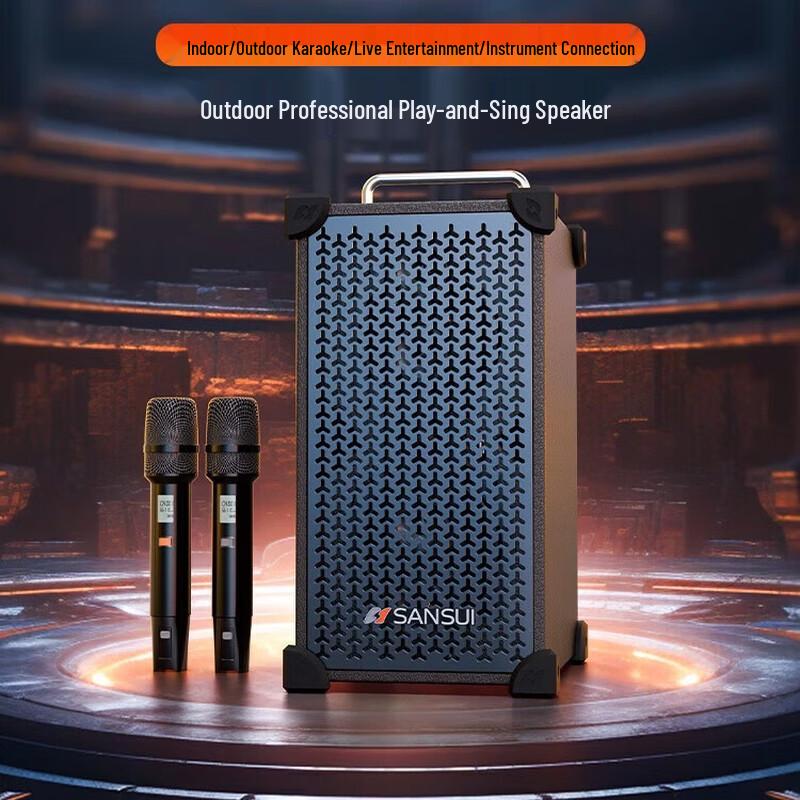SANSUI G2 Портативная уличная KTV колонка с беспроводным микрофоном, штекер CN (адаптер в комплекте) (Китайская версия)