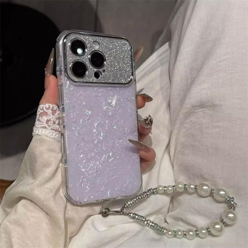 Блестящий смоляной чехол-ракушка для IPhone 17 Pro 16 15 с морскими ракушками, стильный защитный чехол для женщин