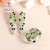 Creative Design  Peridot Jewelry Set Natural Gemstone Earring Ring 925 Steling Siver Fine Jewelry for Women Nice Gift
