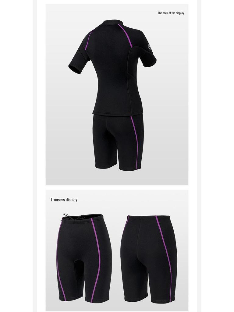 1.5MM Unisex Short-Sleeve Split Diving Suit with Snorkeling Surf Shorts and Cold-Proof Pants