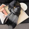 Women's Mohair Winter Scarf Cashmere Feel Tassel Scarf Colorful Striped Long Scarf Winter Shawls Wraps for Cold Weather