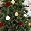 12Pcs Velvet Christmas Tree Ornaments Set, Green/ Red Flocked Hanging Christmas Balls Ornaments Shatterproof Xmas Party Decor