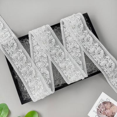Белый Органза Вышивка Бисер Кружево Аксессуары Одежда Вырез горловины Манжеты Юбка Украшение Штрих-код