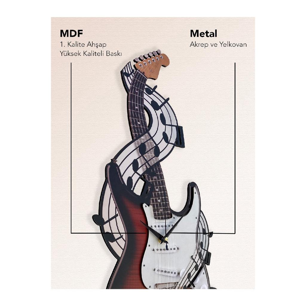 Декоративные настенные часы с маятником с электрогитарой