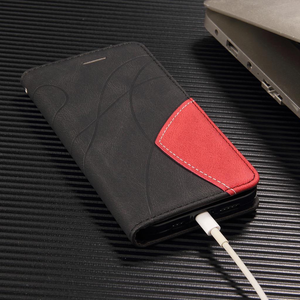 For Xiaomi Poco M6 Pro 4G/Xiaomi Redmi Note 13 Pro 4G/Xiaomi Redmi Note 14S 4G Leather Phone Case Stand Wallet with Bi-colour Splicing Design