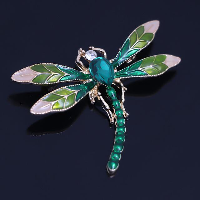 Fashion Dragonfly Crystal Brooch Women Shirt Suit Rhinestone Insect Animal Pins Brooches Party Gift