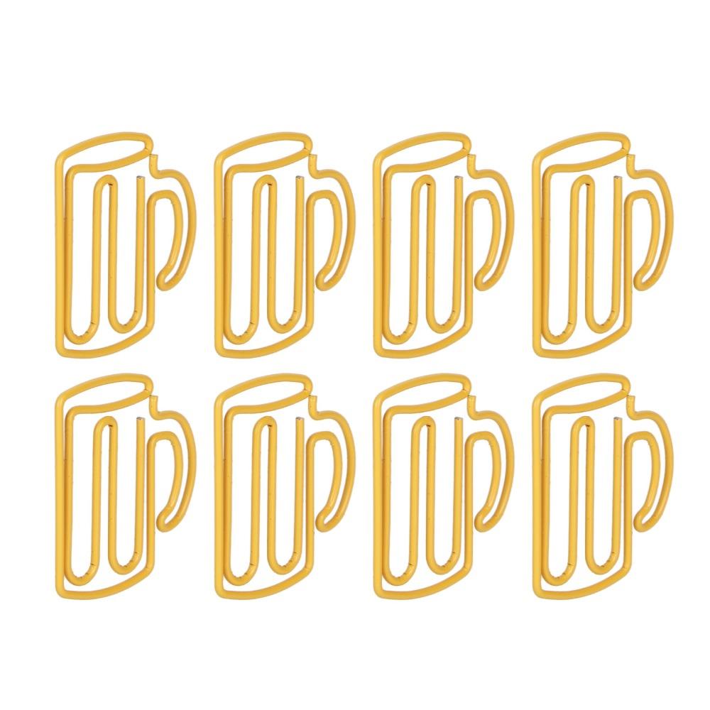 100Pcs Cup Shape Cute Paper Clips Yellow Office Clips Decorative Cool Paper Clips Office Supplies