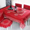 Red Tablecloth Wedding Festive Decoration Polyester Embroidered Tablecloth Coffee Table Tablecloth
