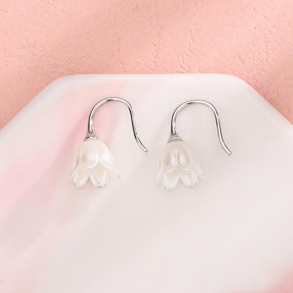 Серьги Cure Line White Lily Of The Valley, серьги-гвоздики Fairy Wind, сладкий темперамент, цветок, шикарные серьги-гвоздики в форме тюльпана