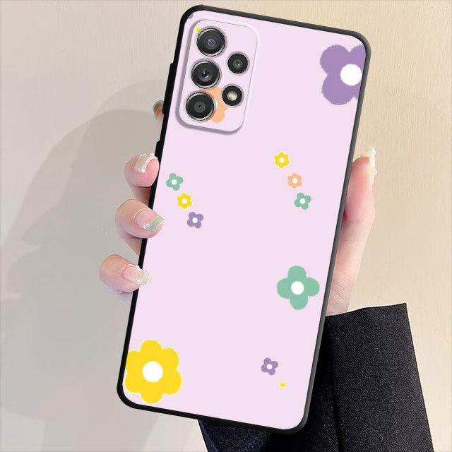 Милый чехол с цветочным рисунком для Samsung Galaxy A71 A31 A51 A32 A72 A52 A23 A13 A33 A21s A22 A53 A11 A52s A12, матовая броня, черный мягкий чехол