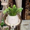 Подвесной цветочный горшок с милой улыбкой на лице, цветочный горшок из смолы для декора сада