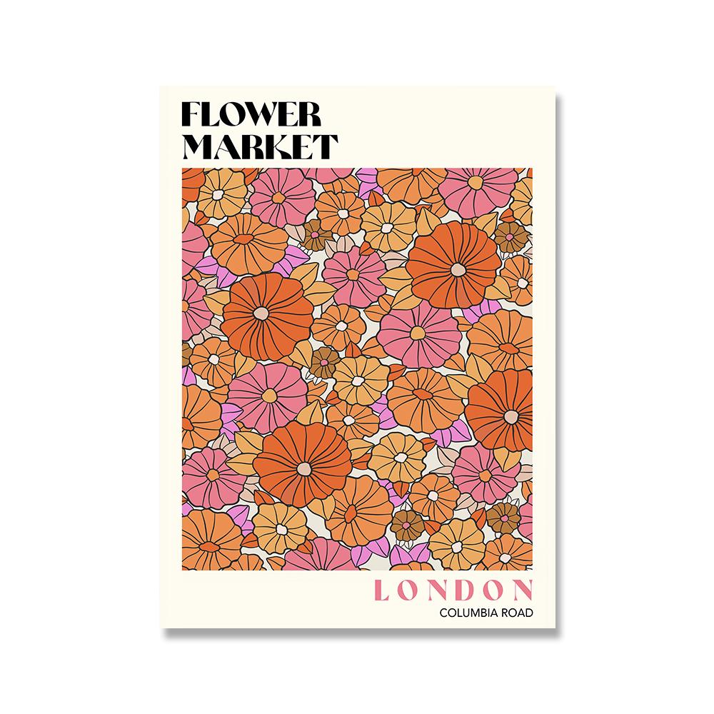 Абстрактные красочные цветочный рынок, настенная живопись на холсте, плакаты на скандинавскую тему и принты, настенные панно для гостиной, украшения дома