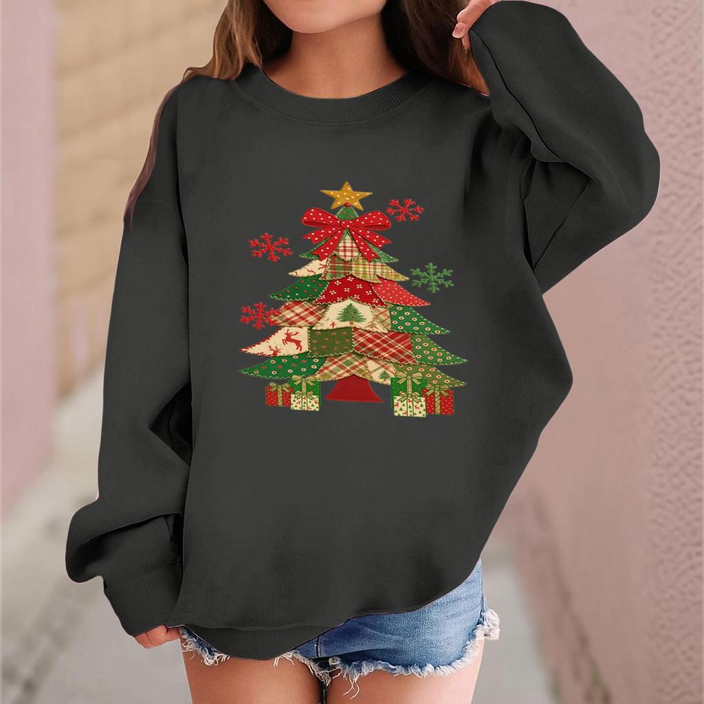 Детский модный повседневный пуловер с длинными рукавами и свободного кроя с рождественским принтом