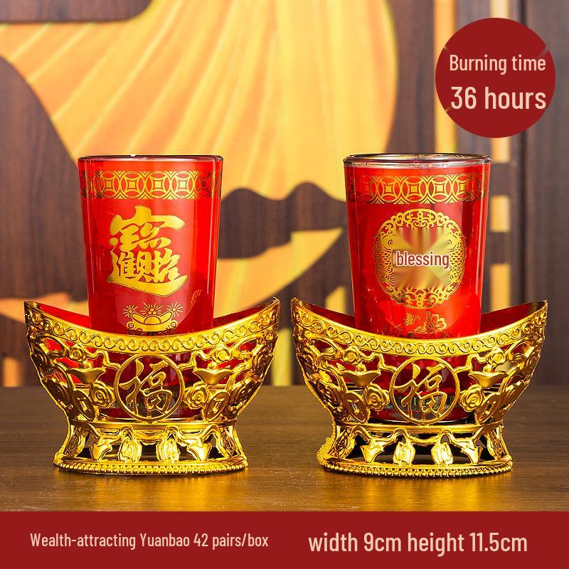 Smokeless Crystal Candle for Buddha Offerings, Housewarming, or New Year Celebrations - Windproof Red Butter Lamp