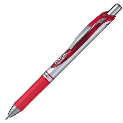 Pentel Гелевая ручка Energel Knock Шариковая Серебристая 10 ручек, 0,7 мм, Корпус, BL77-B, Красный,