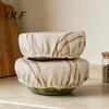 Eco Friendly Food Storage Wraps Sourdough Jars Covers, Reusable Elastic Linen Bowl Retro Striped Covers Breathable Cloth for Fermentation Proofing And