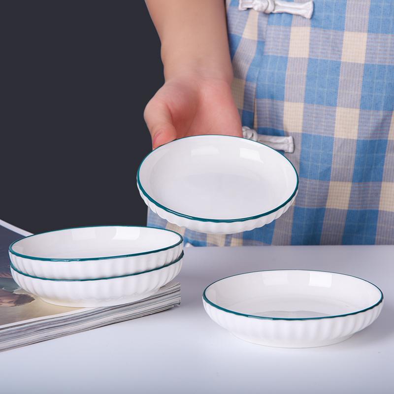Chuanqi Small Plates, 4 Inches, Set of 4, Dipping Plates, Ceramic Bone-Dish Plates, Side Dish Plates, Shuanghua